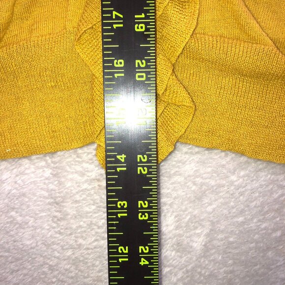 J.Crew Womens Cardigan Sweater Small Mustard Ruffled V-Neck Button Up Knit Y2K - Picture 4 of 10